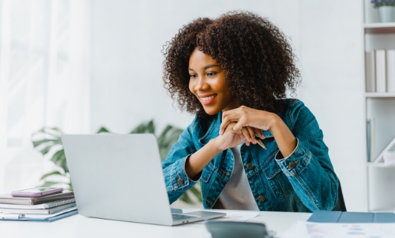 young woman using computer